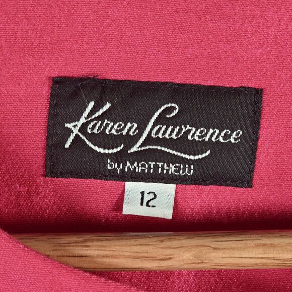 Karen Lawrence Womens Blazer 12 Pink Embroidered Pearl Button 67% Rayon Vintage - Picture 4 of 16